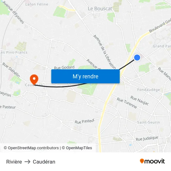 Rivière to Caudéran map