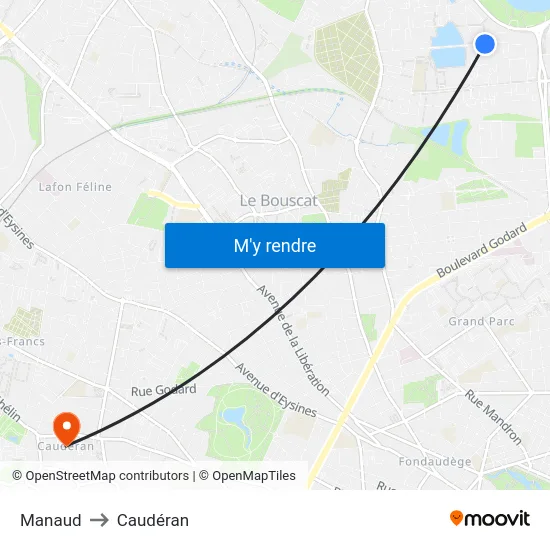 Manaud to Caudéran map