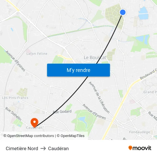 Cimetière Nord to Caudéran map