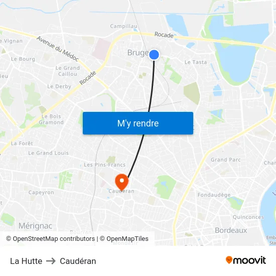 La Hutte to Caudéran map