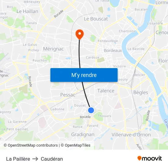 La Paillère to Caudéran map