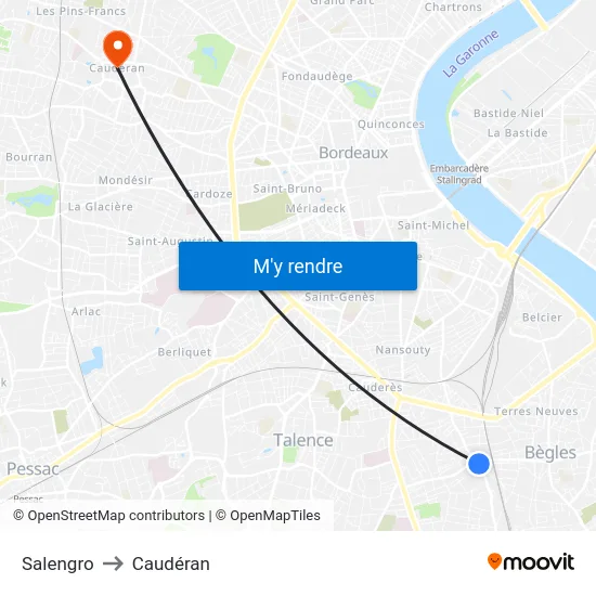 Salengro to Caudéran map