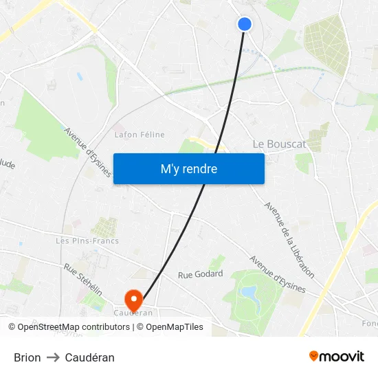Brion to Caudéran map
