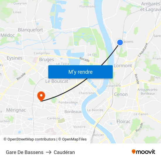 Gare De Bassens to Caudéran map
