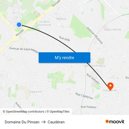 Domaine Du Pinsan to Caudéran map