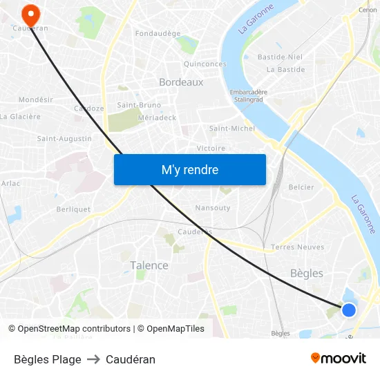 Bègles Plage to Caudéran map