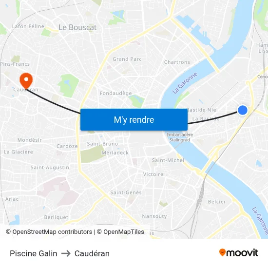 Piscine Galin to Caudéran map