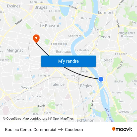 Bouliac Centre Commercial to Caudéran map