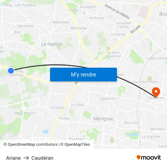 Ariane to Caudéran map