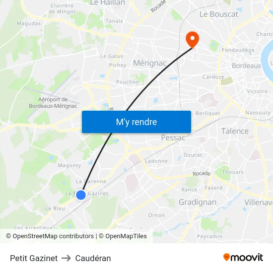 Petit Gazinet to Caudéran map