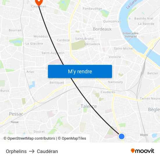 Orphelins to Caudéran map