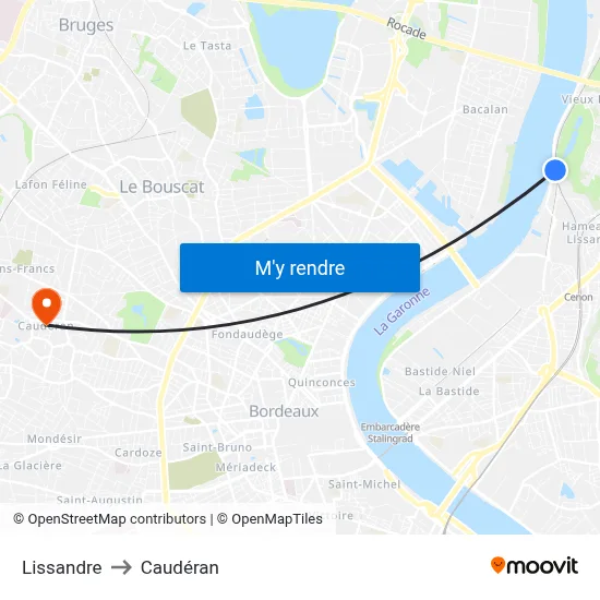 Lissandre to Caudéran map