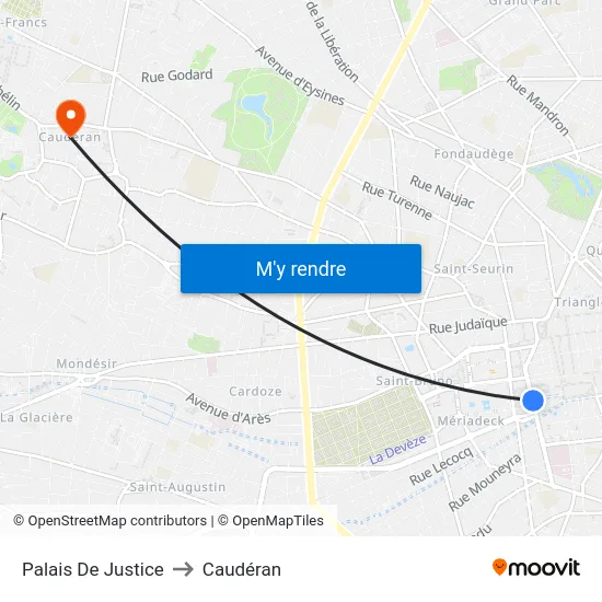 Palais De Justice to Caudéran map