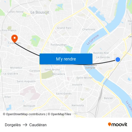 Dorgelès to Caudéran map