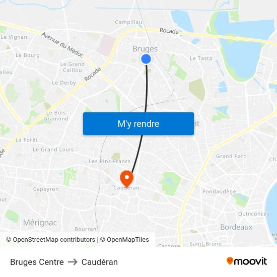 Bruges Centre to Caudéran map