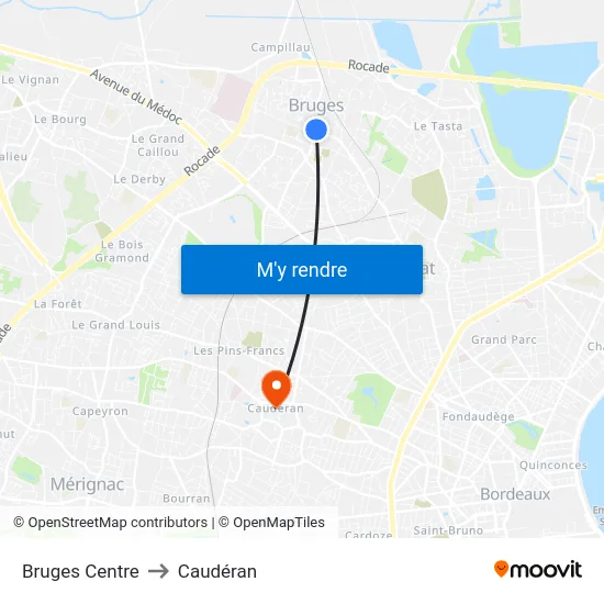 Bruges Centre to Caudéran map
