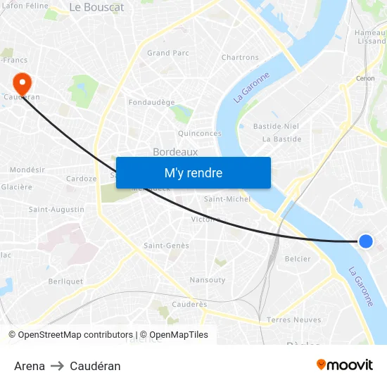 Arena to Caudéran map