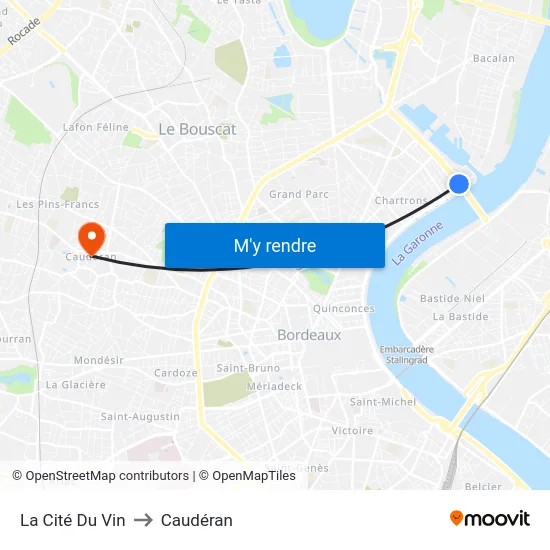 La Cité Du Vin to Caudéran map