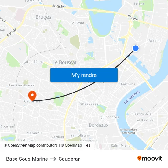 Base Sous-Marine to Caudéran map