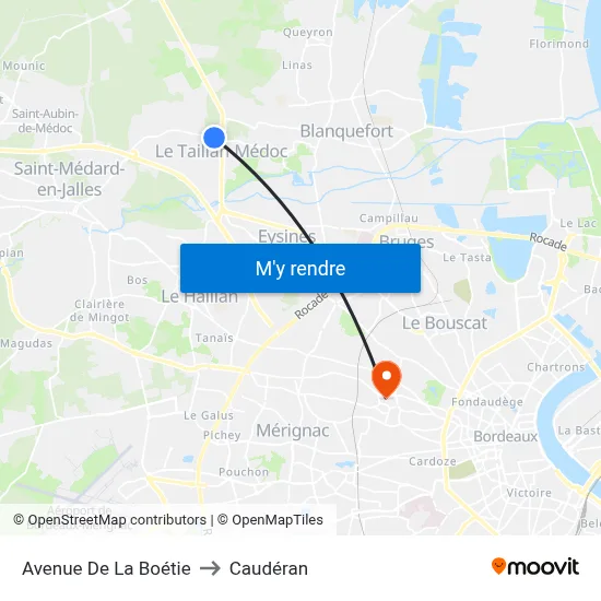 Avenue De La Boétie to Caudéran map