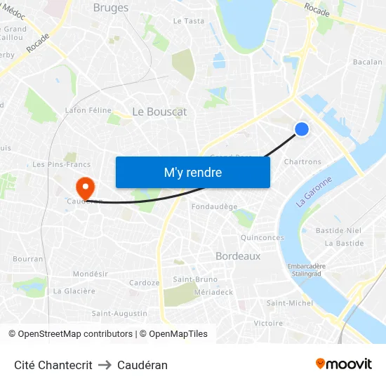 Cité Chantecrit to Caudéran map