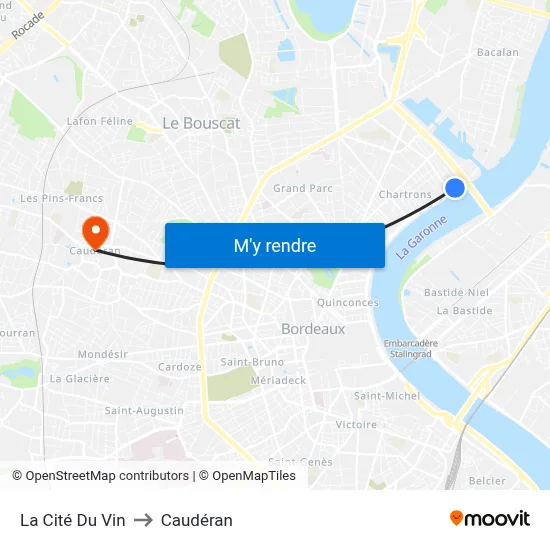 La Cité Du Vin to Caudéran map
