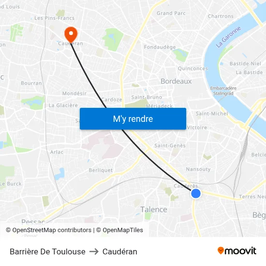 Barrière De Toulouse to Caudéran map