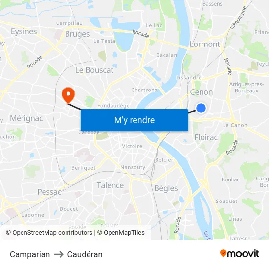 Camparian to Caudéran map
