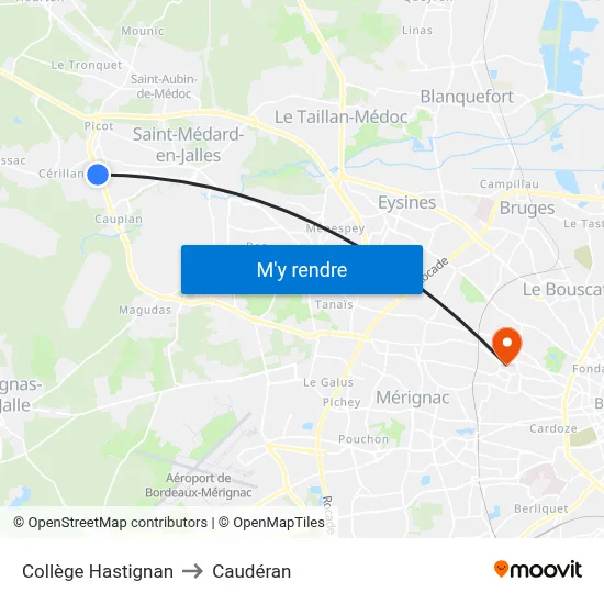 Collège Hastignan to Caudéran map