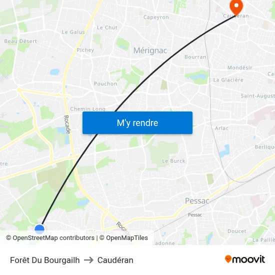Forêt Du Bourgailh to Caudéran map