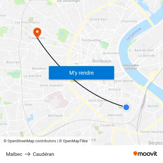 Malbec to Caudéran map