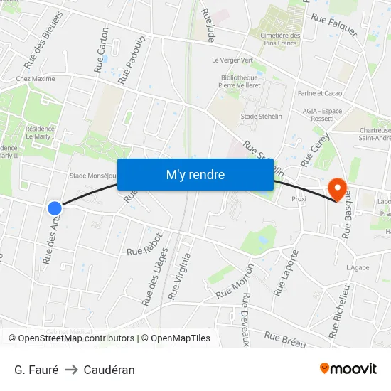 G. Fauré to Caudéran map