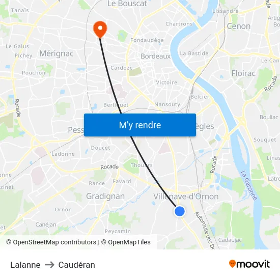 Lalanne to Caudéran map