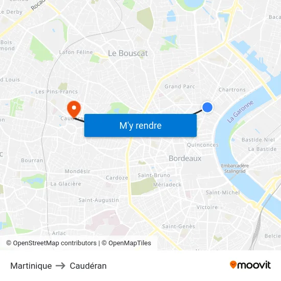 Martinique to Caudéran map