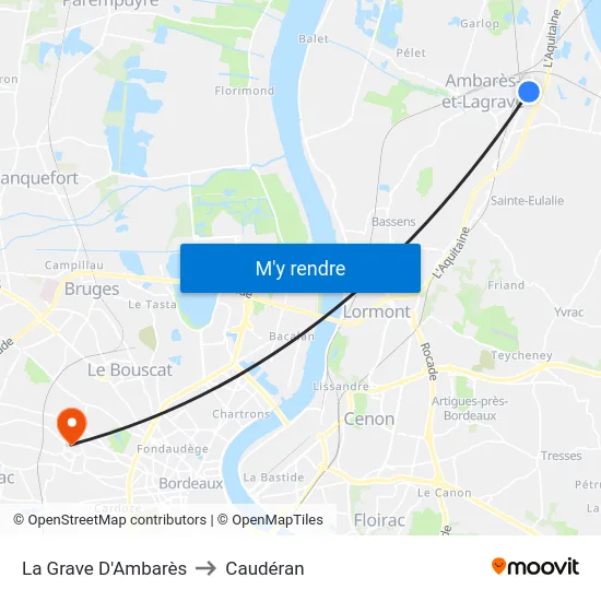 La Grave D'Ambarès to Caudéran map