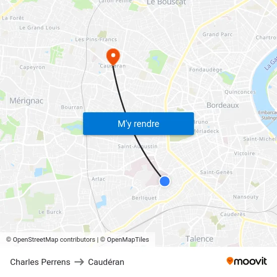 Charles Perrens to Caudéran map