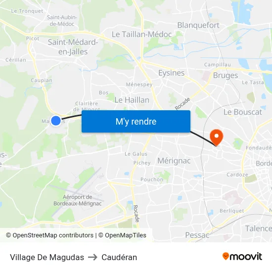 Village De Magudas to Caudéran map