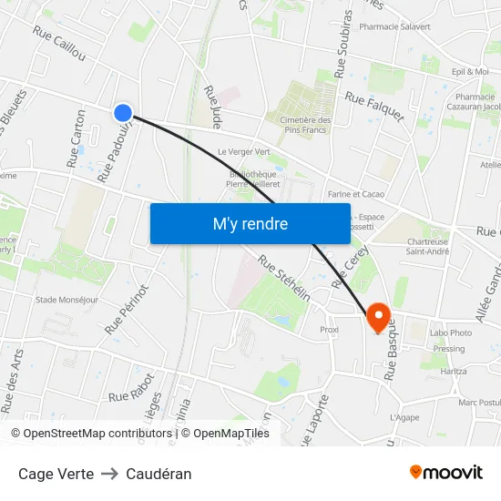 Cage Verte to Caudéran map