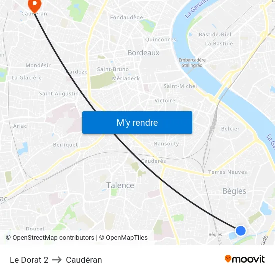 Le Dorat 2 to Caudéran map