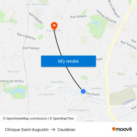 Clinique Saint-Augustin to Caudéran map