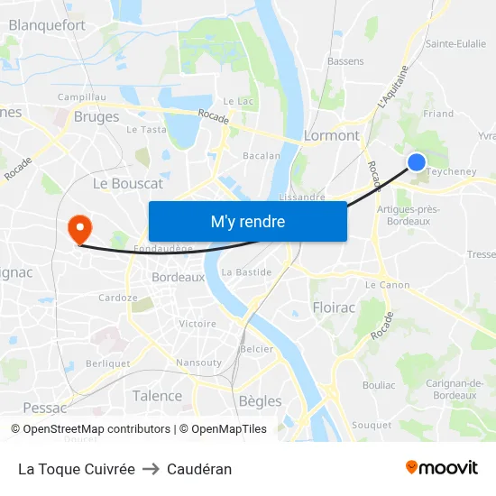 La Toque Cuivrée to Caudéran map