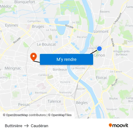 Buttinière to Caudéran map