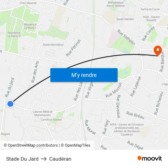 Stade Du Jard to Caudéran map