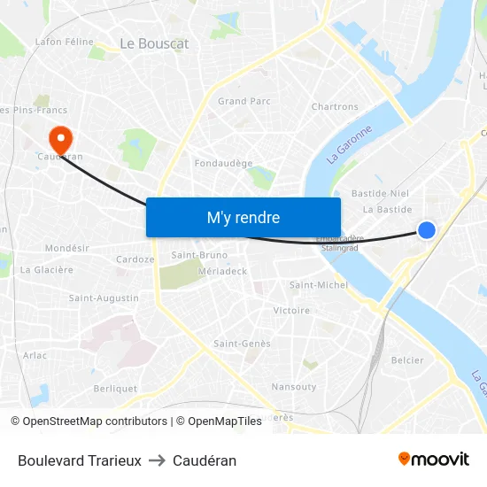 Boulevard Trarieux to Caudéran map