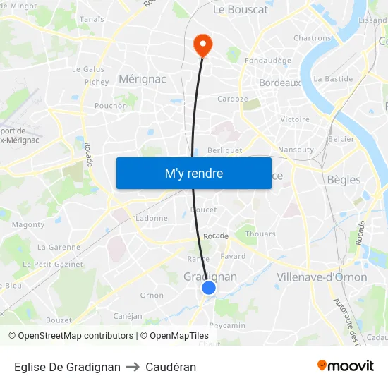 Eglise De Gradignan to Caudéran map
