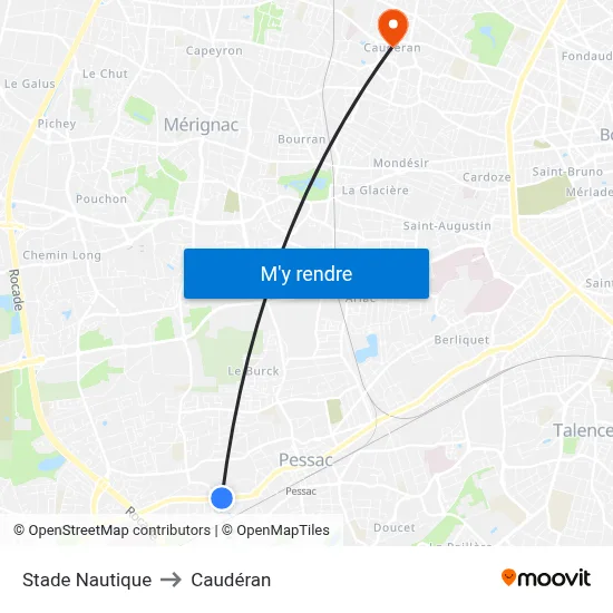 Stade Nautique to Caudéran map