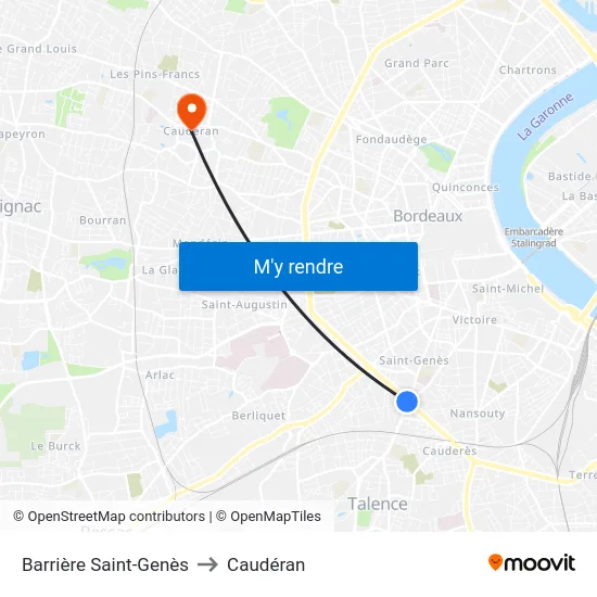 Barrière Saint-Genès to Caudéran map