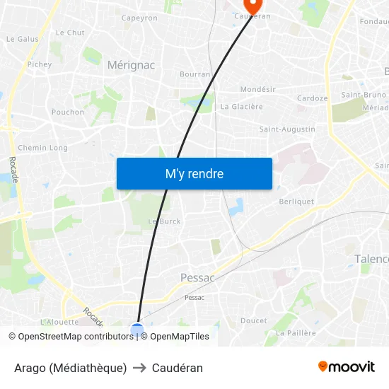 Arago (Médiathèque) to Caudéran map
