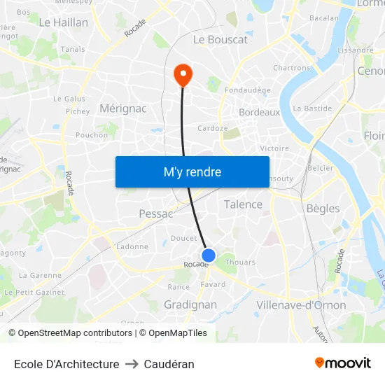 Ecole D'Architecture to Caudéran map