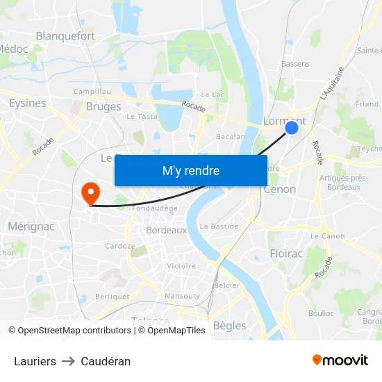 Lauriers to Caudéran map